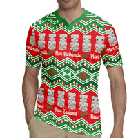 New Zealand Christmas In July Rugby Jersey Meri Kirihimete Hei Tiki Taniko Motifs Seamless