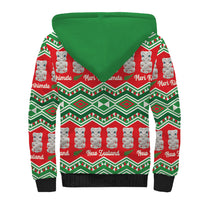 New Zealand Christmas In July Sherpa Hoodie Meri Kirihimete Hei Tiki Taniko Motifs Seamless