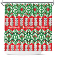 New Zealand Christmas In July Shower Curtain Meri Kirihimete Hei Tiki Taniko Motifs Seamless