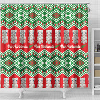 New Zealand Christmas In July Shower Curtain Meri Kirihimete Hei Tiki Taniko Motifs Seamless