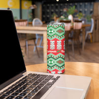 New Zealand Christmas In July Skinny Tumbler Meri Kirihimete Hei Tiki Taniko Motifs Seamless