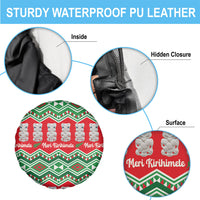 New Zealand Christmas In July Spare Tire Cover Meri Kirihimete Hei Tiki Taniko Motifs Seamless