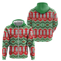 New Zealand Christmas In July Zip Hoodie Meri Kirihimete Hei Tiki Taniko Motifs Seamless