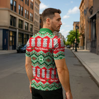 New Zealand Christmas In July Zipper Polo Shirt Meri Kirihimete Hei Tiki Taniko Motifs Seamless LT14 - Polynesian Pride