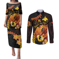 Papua New Guinea Independence Day Couples Matching Puletasi and Long Sleeve Button Shirt 50th Anniversary Papua Niu Gini Bird Of Paradise LT14