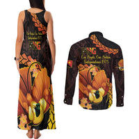 Papua New Guinea Independence Day Couples Matching Tank Maxi Dress and Long Sleeve Button Shirt 50th Anniversary Papua Niu Gini Bird Of Paradise LT14