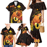 Papua New Guinea Independence Day Family Matching Mermaid Dress and Hawaiian Shirt 50th Anniversary Papua Niu Gini Bird Of Paradise LT14