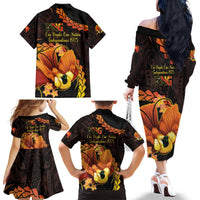 Papua New Guinea Independence Day Family Matching Off The Shoulder Long Sleeve Dress and Hawaiian Shirt 50th Anniversary Papua Niu Gini Bird Of Paradise LT14