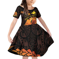 Papua New Guinea Independence Day Family Matching Off Shoulder Short Dress and Hawaiian Shirt 50th Anniversary Papua Niu Gini Bird Of Paradise LT14