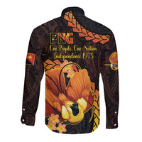 Papua New Guinea Independence Day Long Sleeve Button Shirt 50th Anniversary Papua Niu Gini Bird Of Paradise LT14
