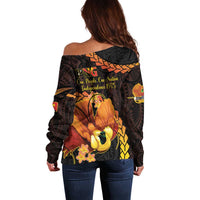 Papua New Guinea Independence Day Off Shoulder Sweater 50th Anniversary Papua Niu Gini Bird Of Paradise LT14