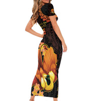 Papua New Guinea Independence Day Short Sleeve Bodycon Dress 50th Anniversary Papua Niu Gini Bird Of Paradise LT14