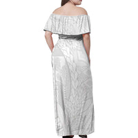 Samoa White Sunday Family Matching Off Shoulder Maxi Dress and Hawaiian Shirt Lotu Tamaiti Siapo With Teuila