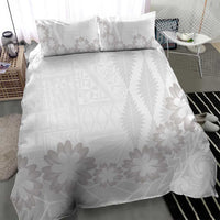 Tonga White Sunday Bedding Set Manuia le Aso Sa o Tamaiti Heilala With Ngatu Pattern LT14 - Polynesian Pride