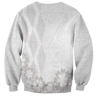 Tonga White Sunday Sweatshirt Manuia le Aso Sa o Tamaiti Heilala With Ngatu Pattern LT14 - Polynesian Pride