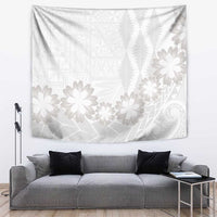 Tonga White Sunday Tapestry Manuia le Aso Sa o Tamaiti Heilala With Ngatu Pattern LT14 White - Polynesian Pride