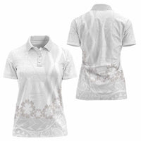Tonga White Sunday Women Polo Shirt Manuia le Aso Sa o Tamaiti Heilala With Ngatu Pattern