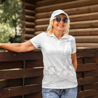 Tonga White Sunday Women Polo Shirt Manuia le Aso Sa o Tamaiti Heilala With Ngatu Pattern