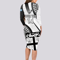 Custom Fiji Rugby Long Sleeve Bodycon Dress World Cup 2023 Go Champions Fijian Tapa Black Version LT14 - Polynesian Pride