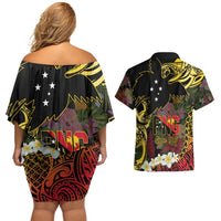 Papua New Guinea 50th Independence Anniversary Couples Matching Off Shoulder Short Dress and Hawaiian Shirt Independen Stet bilong Papua Niu Gini LT14