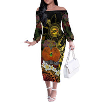 Papua New Guinea 50th Independence Anniversary Off The Shoulder Long Sleeve Dress Independen Stet bilong Papua Niu Gini LT14