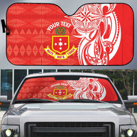 Personalised Kolisi Tonga Auto Sun Shade Mate Maa Tonga Ngatu Pattern LT14 Red - Polynesian Pride