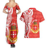Personalised Kolisi Tonga Couples Matching Summer Maxi Dress and Hawaiian Shirt Mate Maa Tonga Ngatu Pattern - Polynesian Pride