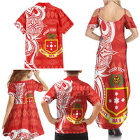Personalised Kolisi Tonga Family Matching Summer Maxi Dress and Hawaiian Shirt Mate Maa Tonga Ngatu Pattern - Polynesian Pride