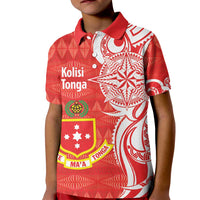 Personalised Kolisi Tonga Kid Polo Shirt Mate Maa Tonga Ngatu Pattern - Polynesian Pride