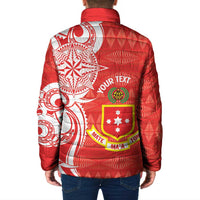 Personalised Kolisi Tonga Padded Jacket Mate Maa Tonga Ngatu Pattern - Polynesian Pride