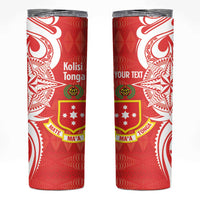 Personalised Kolisi Tonga Skinny Tumbler Mate Maa Tonga Ngatu Pattern LT14 Red - Polynesian Pride