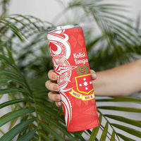 Personalised Kolisi Tonga Skinny Tumbler Mate Maa Tonga Ngatu Pattern LT14 - Polynesian Pride