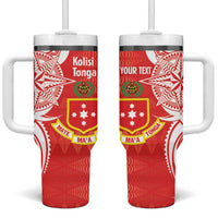 Personalised Kolisi Tonga Tumbler With Handle Mate Maa Tonga Ngatu Pattern - Polynesian Pride