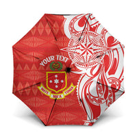 Personalised Kolisi Tonga Umbrella Mate Maa Tonga Ngatu Pattern LT14 One Size Folded 11.42 inch Opened Diameter 37.4 inch Red - Polynesian Pride
