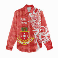 Personalised Kolisi Tonga Women Casual Shirt Mate Maa Tonga Ngatu Pattern - Polynesian Pride