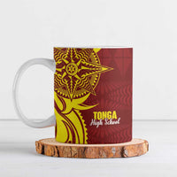 Personalised Tonga High School Ceramic Mug THS Tongan Ngatu Pattern LT14 Maroon - Polynesian Pride