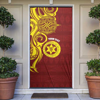 Personalised Tonga High School Door Cover THS Tongan Ngatu Pattern LT14 Maroon - Polynesian Pride