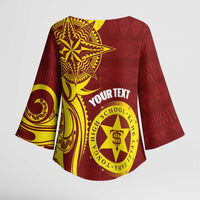 Personalised Tonga High School Kimono Sleeve Blouse THS Tongan Ngatu Pattern - Polynesian Pride