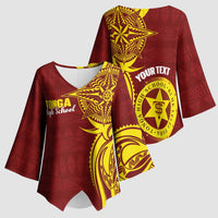 Personalised Tonga High School Kimono Sleeve Blouse THS Tongan Ngatu Pattern - Polynesian Pride