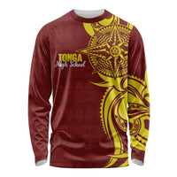 Personalised Tonga High School Long Sleeve Shirt THS Tongan Ngatu Pattern - Polynesian Pride