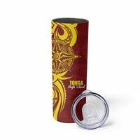 Personalised Tonga High School Skinny Tumbler THS Tongan Ngatu Pattern LT14 - Polynesian Pride