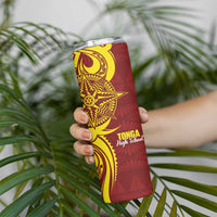 Personalised Tonga High School Skinny Tumbler THS Tongan Ngatu Pattern LT14 - Polynesian Pride