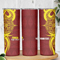 Personalised Tonga High School Skinny Tumbler THS Tongan Ngatu Pattern LT14 - Polynesian Pride