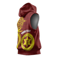 Personalised Tonga High School Sleeveless Hoodie THS Tongan Ngatu Pattern - Polynesian Pride