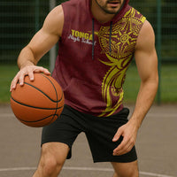 Personalised Tonga High School Sleeveless Hoodie THS Tongan Ngatu Pattern - Polynesian Pride