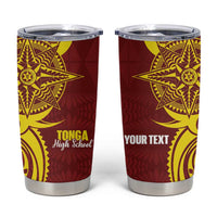 Personalised Tonga High School Tumbler Cup THS Tongan Ngatu Pattern LT14 Maroon - Polynesian Pride