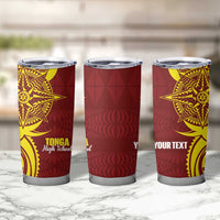Personalised Tonga High School Tumbler Cup THS Tongan Ngatu Pattern LT14 - Polynesian Pride