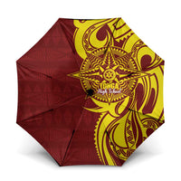 Personalised Tonga High School Umbrella THS Tongan Ngatu Pattern LT14 One Size Folded 11.42 inch Opened Diameter 37.4 inch Maroon - Polynesian Pride