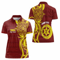 Personalised Tonga High School Women Polo Shirt THS Tongan Ngatu Pattern - Polynesian Pride