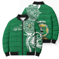 Personalised Liahona - Saineha High School Bomber Puffer Jacket Tongan Ngatu Pattern - Polynesian Pride